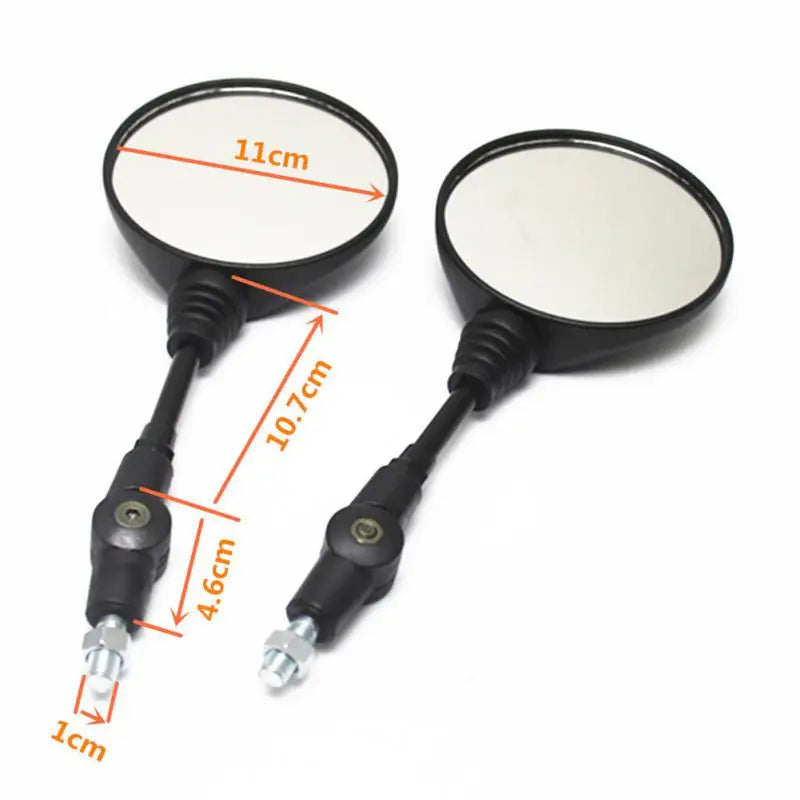 1/2PCS Motorcycle Black Universal 10mm Side Rearview Mirror Folding Round Mirror Best for certain models of Kawisaki - Newer-Adventures