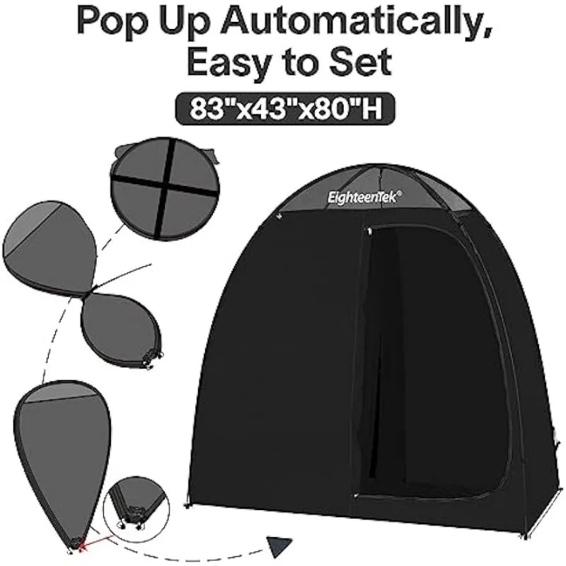 EighteenTek Camping Shower Tent Changing Room with Fixed Floor 2 Rooms and Doors, Camping Toilet Portable (not provided) - Newer-Adventures