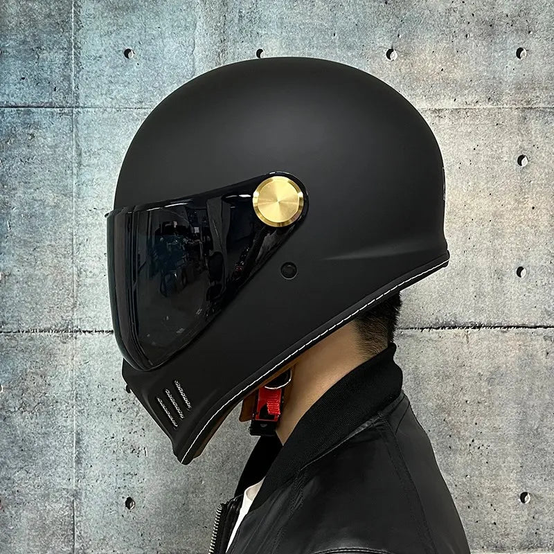 Dot-approved, motorcycle full-cover vintage helmet,  PC lenses, suede lining - Newer-Adventures