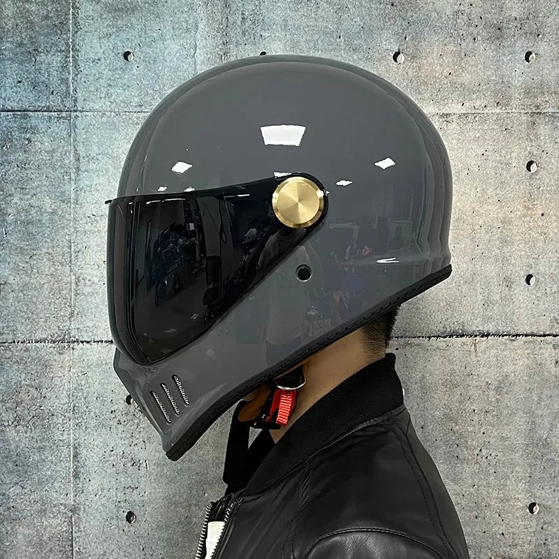 Dot-approved, motorcycle full-cover vintage helmet,  PC lenses, suede lining - Newer-Adventures