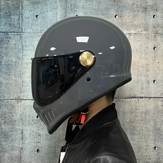 Dot-approved, motorcycle full-cover vintage helmet,  PC lenses, suede lining - Newer-Adventures