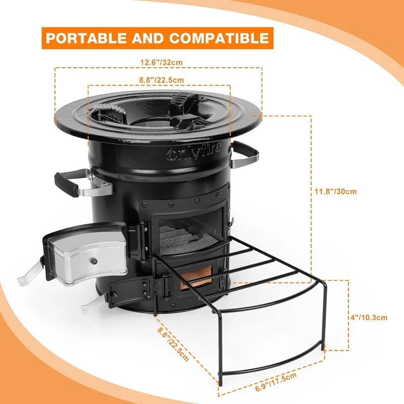 Camping Rocket Stove, Outdoor Portable Wood Burning Camp Stove with High Fuel Efficiency, - Newer-Adventures