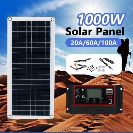 15W-1000W Solar Panel 12V Solar Cell 20A-100A Controller Solar Panel for Phone RV Car MP3 PAD Charger Outdoor Battery Supply - Newer-Adventures